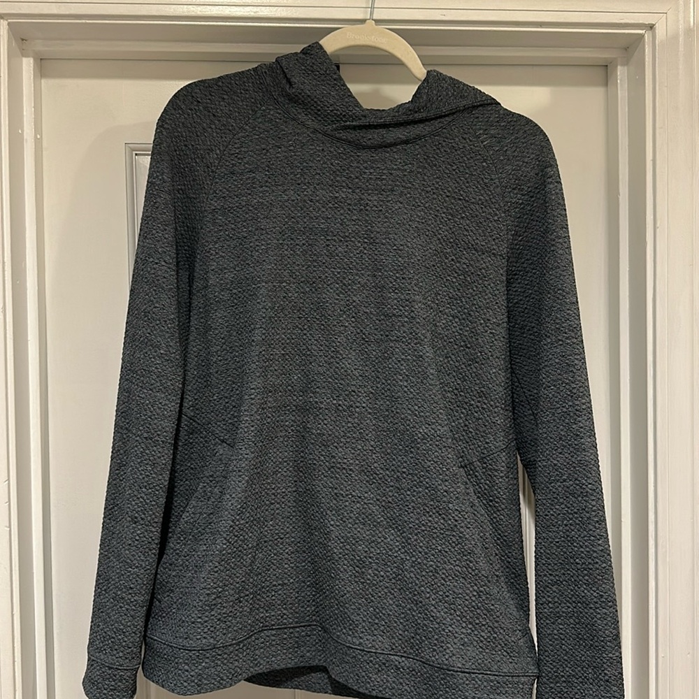 Brand New Lululemon Men’s Double-Knit Textured Hoodie - Heathered Oil Grey/BLK